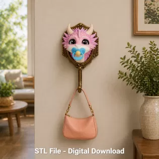 Baby Dragon Wall Hook STL File for 3D Printing - Model thumbnail 2