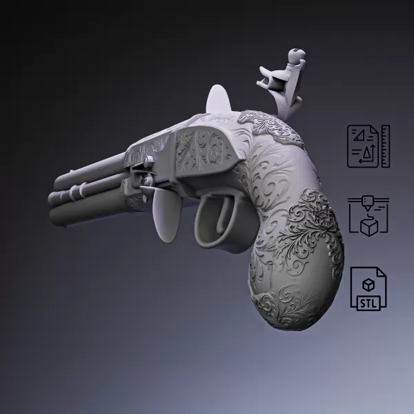 Double Barrel Flintlock Pistol #RoZ - Model preview 5