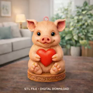 Cute Cute Pig Ornament - Pendant with heart