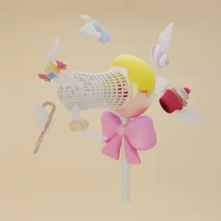 butterfly net with Donut design Candy Catcher with Wings - Model thumbnail 6