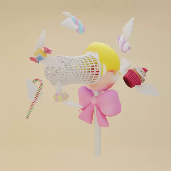 butterfly net with Donut design Candy Catcher with Wings - Model preview 6