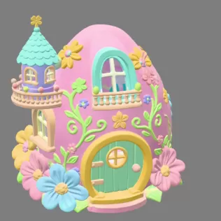 Fantasy Egg Fairy House STL File 3D Printable - Model thumbnail 4