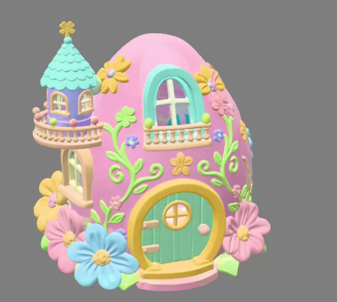 Fantasy Egg Fairy House STL File 3D Printable - Model preview 4