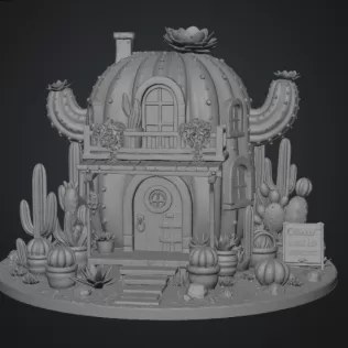 Cactus Cottage House STL File for 3D Print - Model thumbnail 13