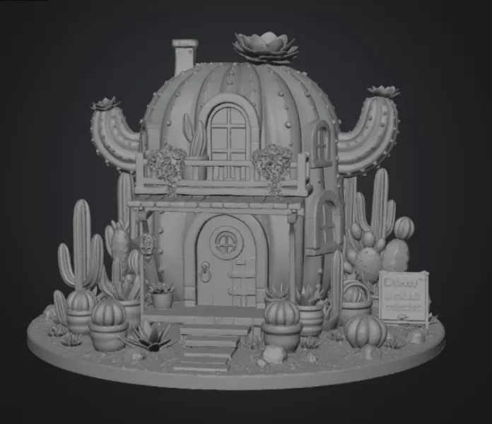 Cactus Cottage House STL File for 3D Print - Model preview 13