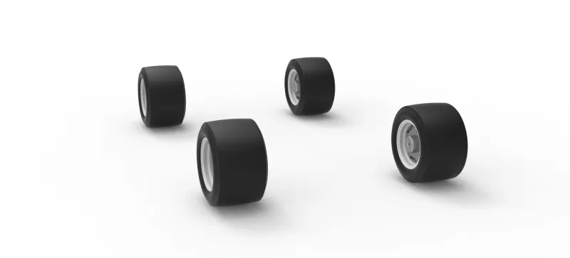 Wheel Set of Vintage Asphalt Modified stock car Scale 1:25 - Model preview 7