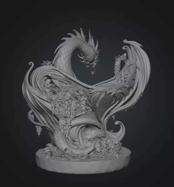 Midnight Wisteria Dragon Bowl STL File for 3D Print - Model preview 16