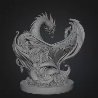 Midnight Wisteria Dragon Bowl STL File for 3D Print - Model thumbnail 16