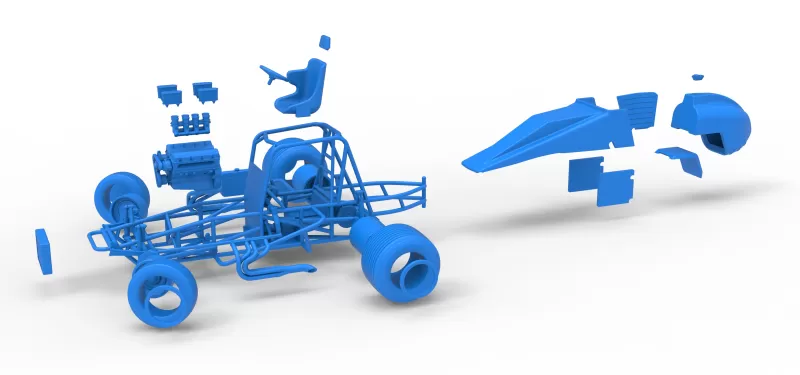 Vintage Dirt Silver Crown Car while turning Scale 1:25 - Model preview 28