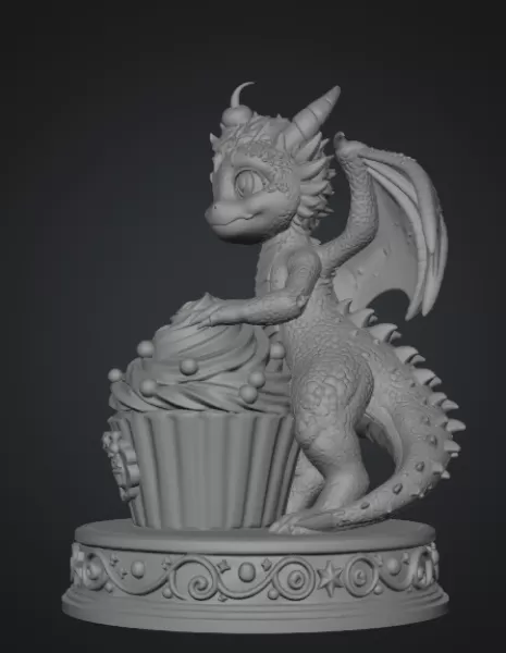 Cute Fantasy Dessert Dragon STL for 3D Printing - Model preview 9