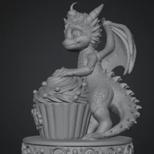 Cute Fantasy Dessert Dragon STL for 3D Printing - Model thumbnail 9