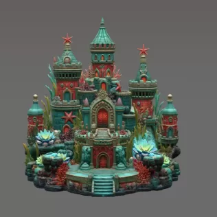 Coral Kingdom Fantasy Castle STL File for 3D Print - Model thumbnail 9
