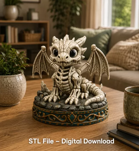 Baby Skeleton Dragon STL File for 3D Print - Model preview 2