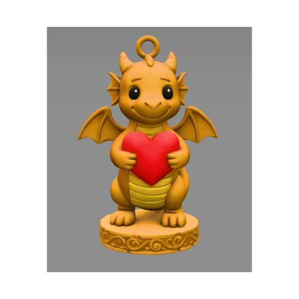 🐉❤ Cute Dragon STL File – 3D Printable Valentine Figurine - Model preview 1