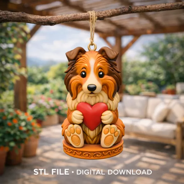 Cute Dog STL File – 3D Printable Valentine Figurine - Model preview 6