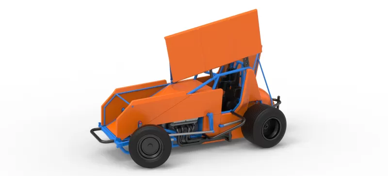 Winged Sprint car Version 2 while turning Scale 1:25 - Model preview 1