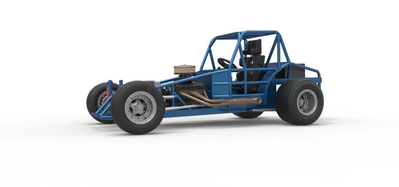 Vintage Dirt Modified stock car Base Scale 1:25 - Model preview 2