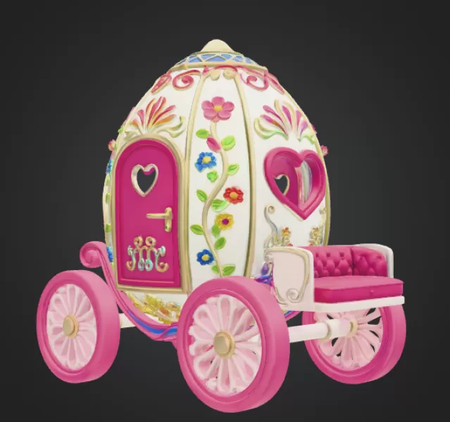Royal Fantasy Egg Carriage – STL File 3D Printable - Model preview 6