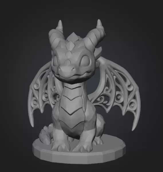 Cute Fantasy Smaragd Dragon – STL File 3D Printable Dragon - Model preview 7