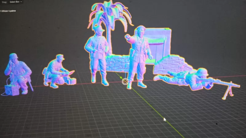 Afrikakorps in the Desert – 3D Printable STL Figure Set - Model preview 3
