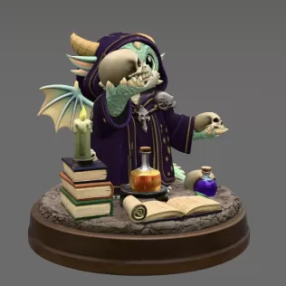 Cute Fantasy Mage Dragon STL File for 3D Printing - Model thumbnail 6