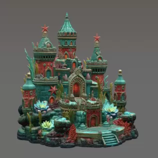 Coral Kingdom Fantasy Castle STL File for 3D Print - Model thumbnail 14