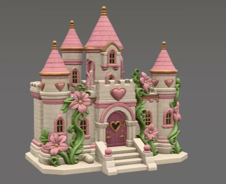 Enchanted Heart Blossom Castle STL File for 3D Print - Model preview 6