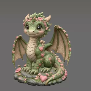 Blossom Heart Dragon STL File for 3D Print - Model thumbnail 3