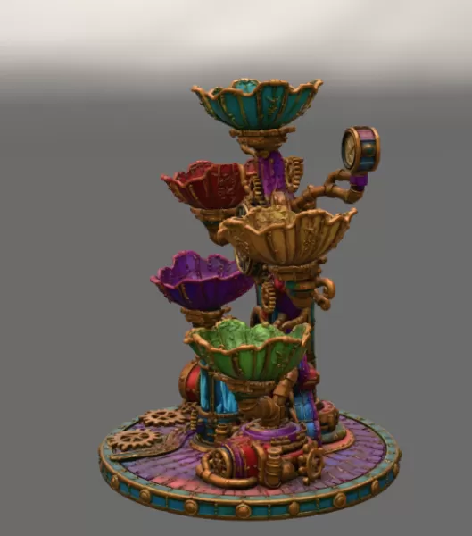 Steampunk Lotus Jewelry Organizer STL File for 3D Print - Model preview 11