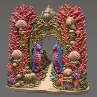 Coral Seahorse Fantasy Gateway STL File for 3D Print - Model thumbnail 8