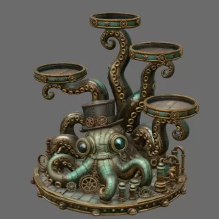 Steampunk Octopus Tray Organizer STL File for 3D Print - Model thumbnail 8