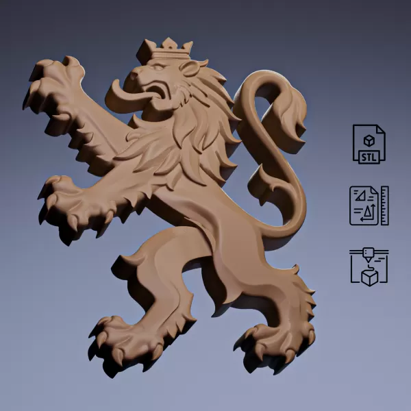 Crowned Heraldic Lion Emblem #RoZ - Model preview 3