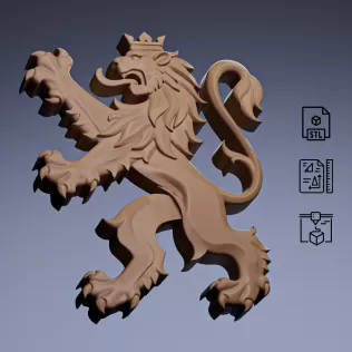 Crowned Heraldic Lion Emblem #RoZ - Model thumbnail 3