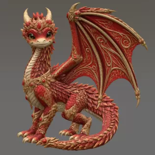 Royal Crimson Dragon STL File for 3D Print - Model thumbnail 4