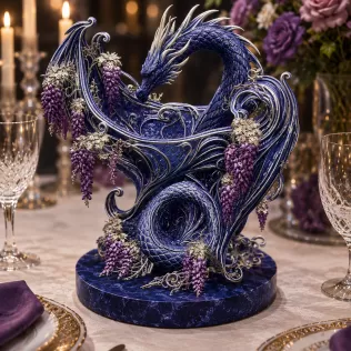 Midnight Wisteria Dragon Bowl STL File for 3D Print - Model thumbnail 3