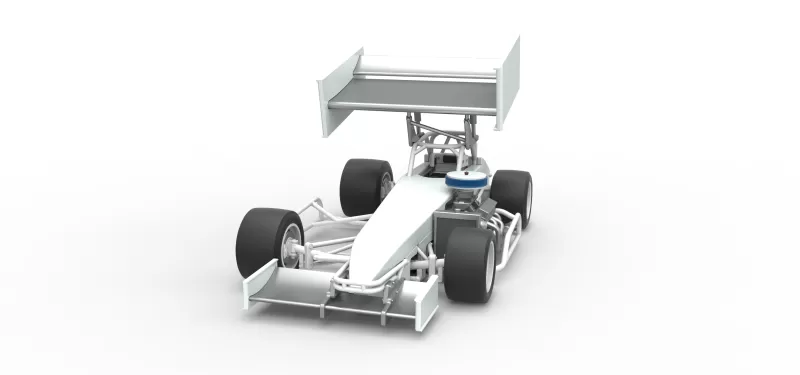 Supermodified front engine Winged race car V4 Scale 1:25 - Model preview 5