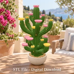 Blooming Cactus Jewelry Organizer STL File for 3D Print - Model thumbnail 2
