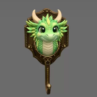 Cute Dragon Wall Hook STL File Digital Download - Model thumbnail 7
