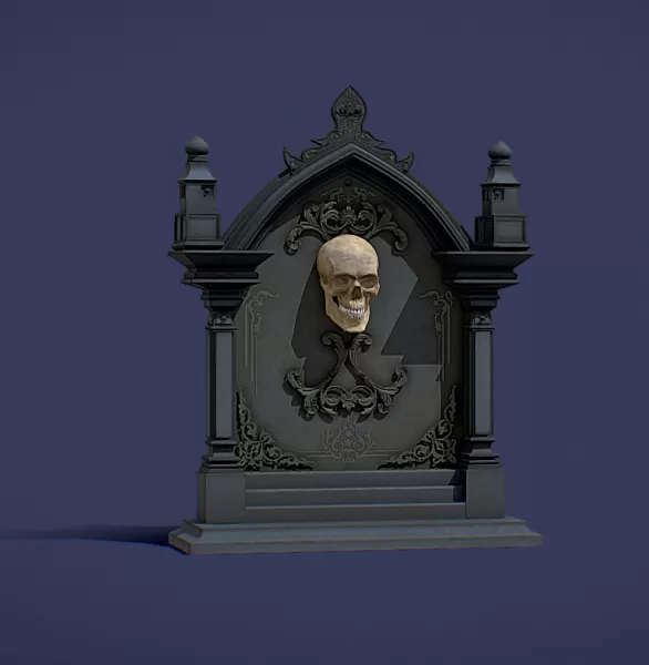 Halloween Skull Tombstone - Model preview 1