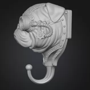 Steampunk Dog Wall Hook - Model thumbnail 2