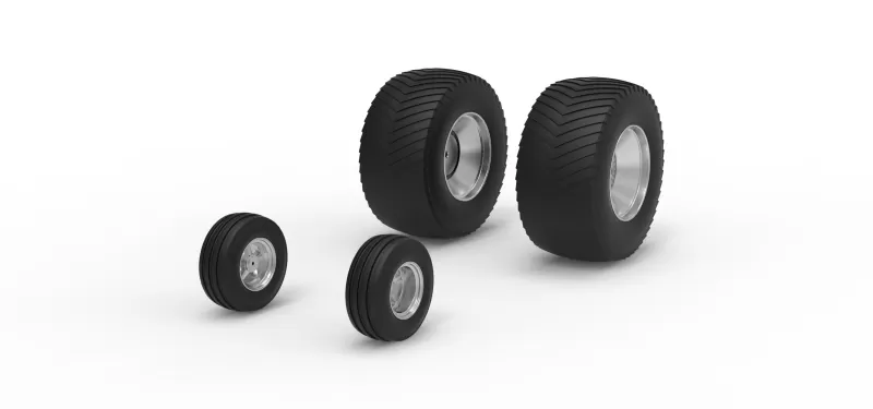 Wheel set of Pro Stock Pulling Tractor Version 4 Scale 1:25 - Model preview 2