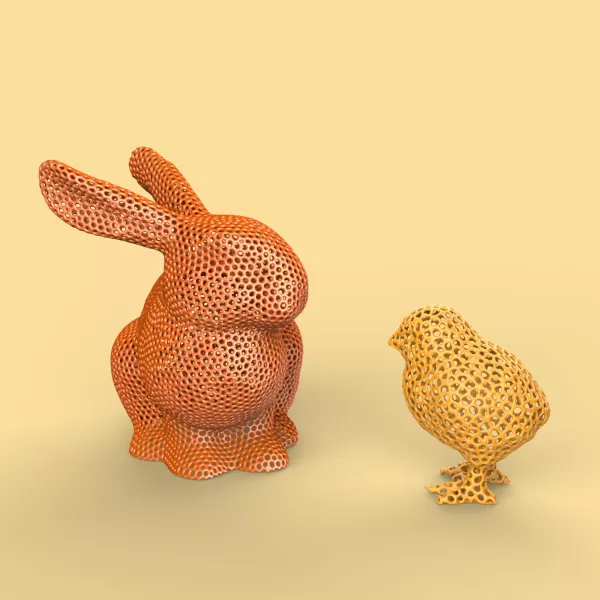 Easter Decors Rabbit and Chick, Easter Gift Idea, 3D Printing - Model preview 3