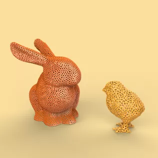 Easter Decors Rabbit and Chick, Easter Gift Idea, 3D Printing - Model thumbnail 3
