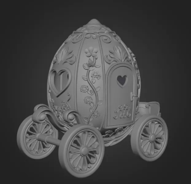 Royal Fantasy Egg Carriage – STL File 3D Printable - Model preview 9