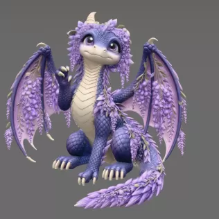 Wisteria Blossom Dragon STL File for 3D Print - Model thumbnail 6