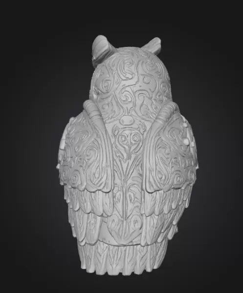 Steampunk Owl – Ornamental Mechanical Owl Sculpture (STL) - Model preview 4