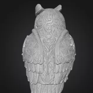 Steampunk Owl – Ornamental Mechanical Owl Sculpture (STL) - Model thumbnail 4