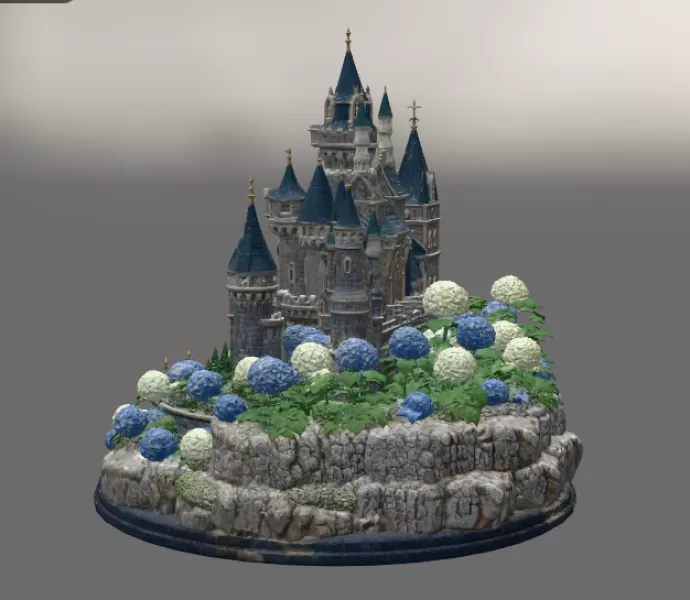 🏰 Enchanted Blue Castle STL File for 3D Print - Model preview 9