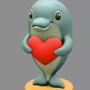 Dolphin with Heart – STL File | Digital Download - Model thumbnail 3