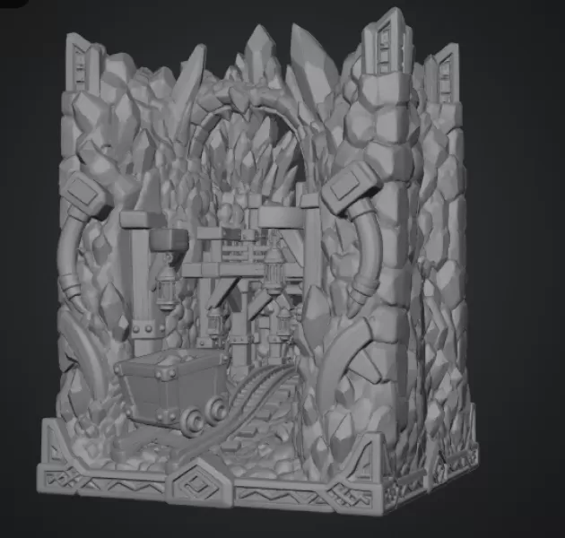 Fantasy Mining Tunnel Book Nook STL File for 3D Print - Model preview 14